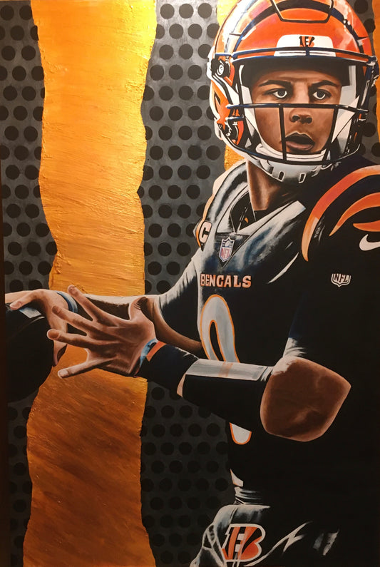 Joe Burrow "Hand Painted" ORIGINAL 60"x40" Canvas "JOE COOL" David Fatla Artist