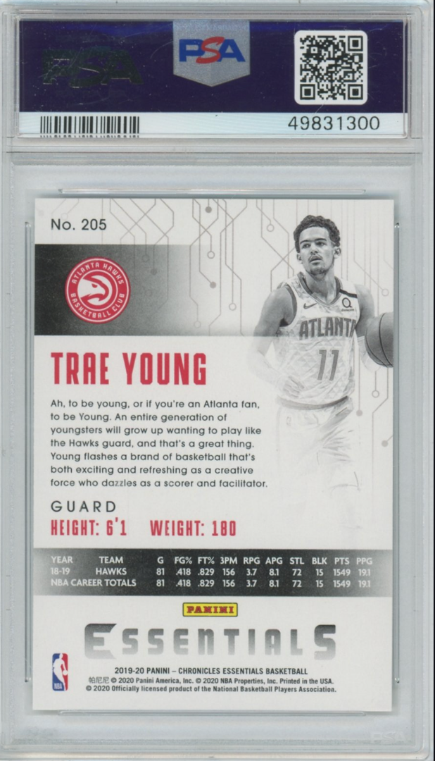 2019 Panini Chronicles #205 Trae Young (PSA 10 GEM MINT)